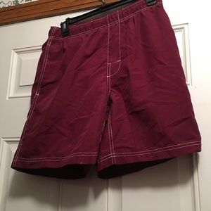 Red trader bay swim trunks
